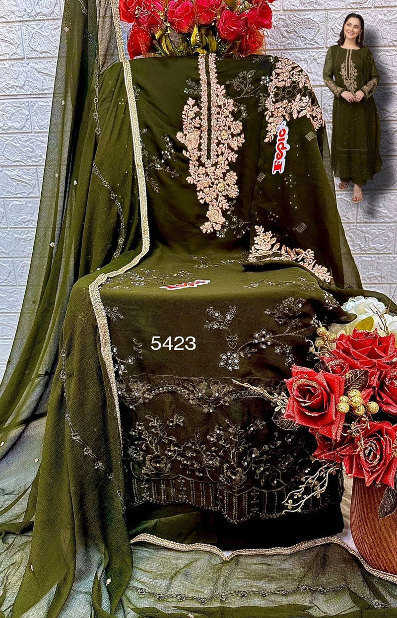 FEPIC ROSEMEEN DNO D 5423 C GEORGETTE EMBROIDERED WITH HEAVY HANDWORK PAKISTANI SUIT SINGLE
