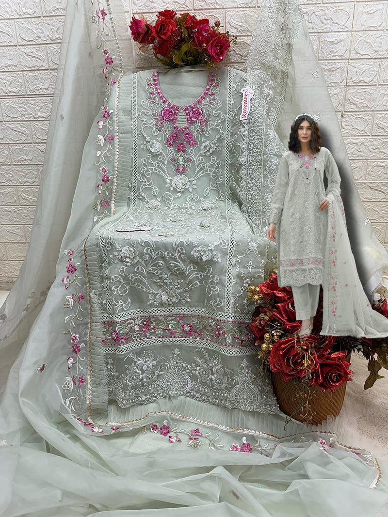 FEPIC ROSEMEEN DNO C 1759 D ORGANZA EMBROIDERED WITH HEAVY HANDWORK PAKISTANI SUIT SINGLE