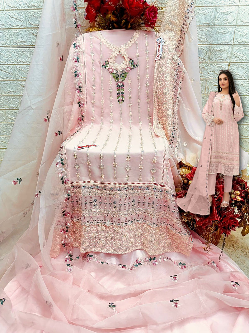 FEPIC ROSEMEEN DNO C 1807 B GEORGETTE EMBROIDERED WITH HEAVY HANDWORK PAKISTANI SUIT SINGLE
