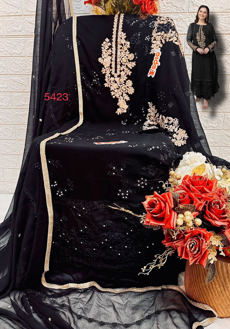 FEPIC ROSEMEEN DNO D 5423 D GEORGETTE EMBROIDERED WITH HEAVY HANDWORK PAKISTANI SUIT SINGLE