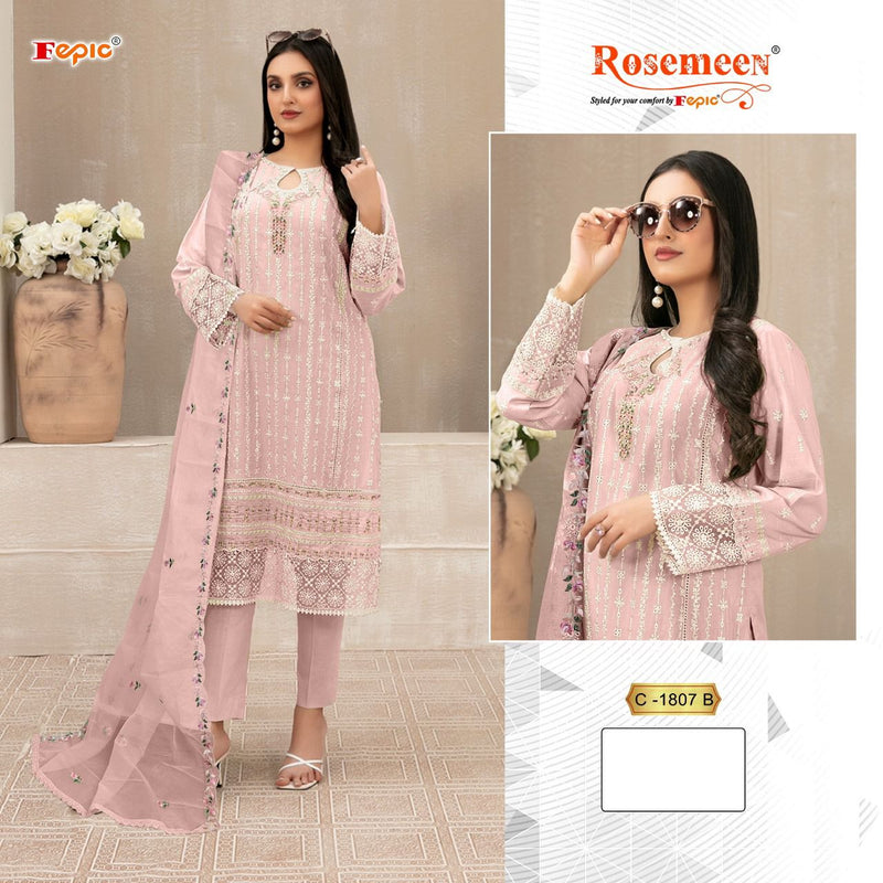 FEPIC ROSEMEEN DNO C 1807 B GEORGETTE EMBROIDERED WITH HEAVY HANDWORK PAKISTANI SUIT SINGLE