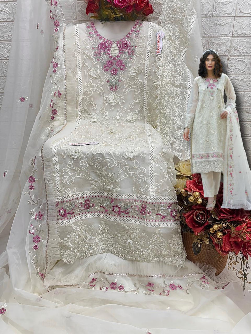 FEPIC ROSEMEEN DNO C 1759 ORGANZA EMBROIDERED WITH HEAVY HANDWORK PAKISTANI SUIT SINGLE