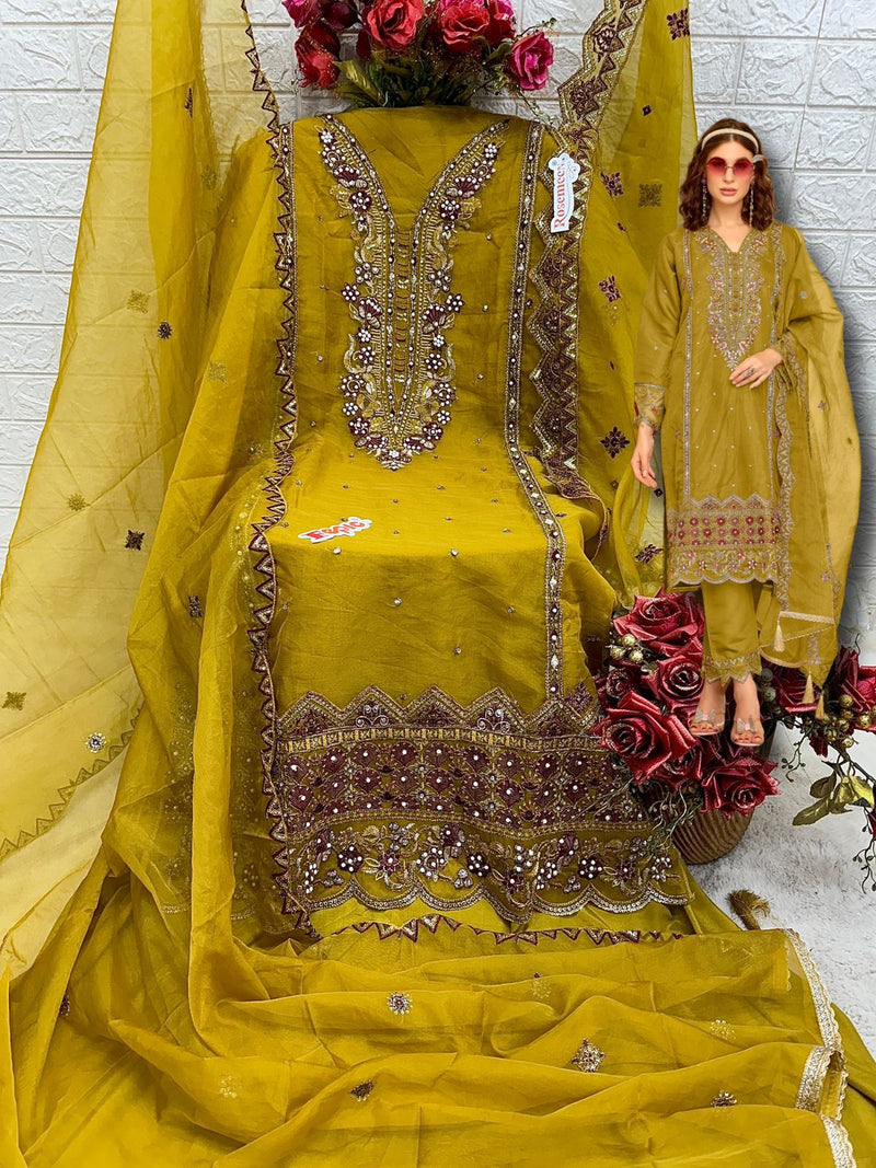 FEPIC ROSEMEEN DNO C 1808 B ORGANZA  EMBROIDERED WITH HEAVY HANDWORK PAKISTANI SUIT SINGLE