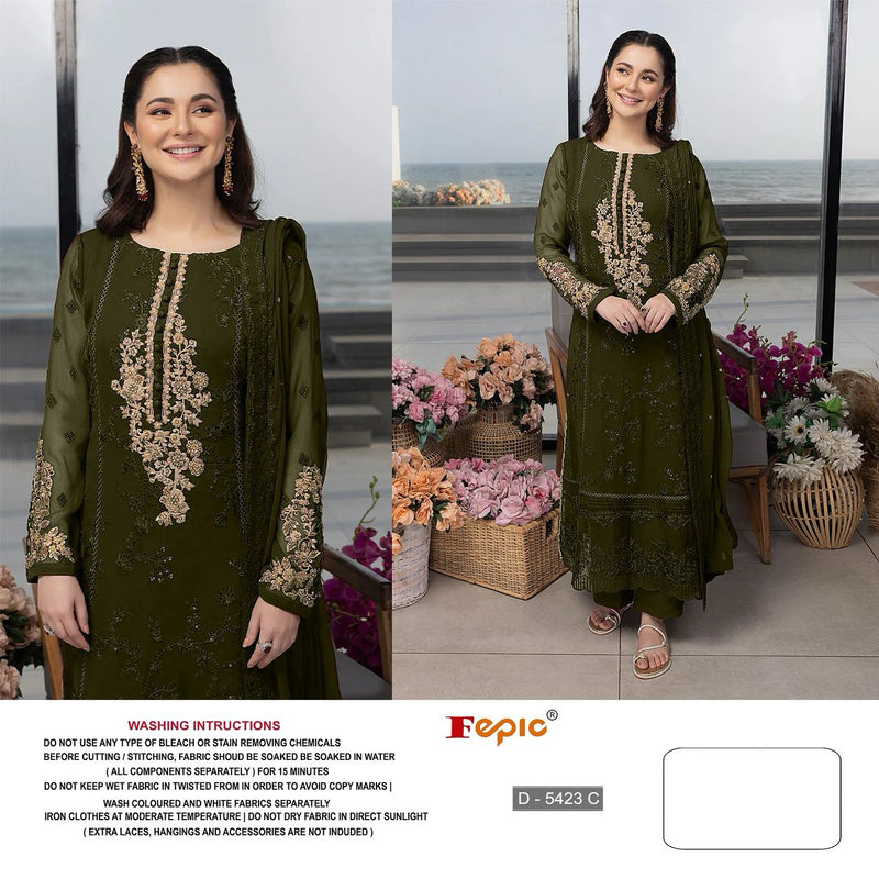 FEPIC ROSEMEEN DNO D 5423 C GEORGETTE EMBROIDERED WITH HEAVY HANDWORK PAKISTANI SUIT SINGLE