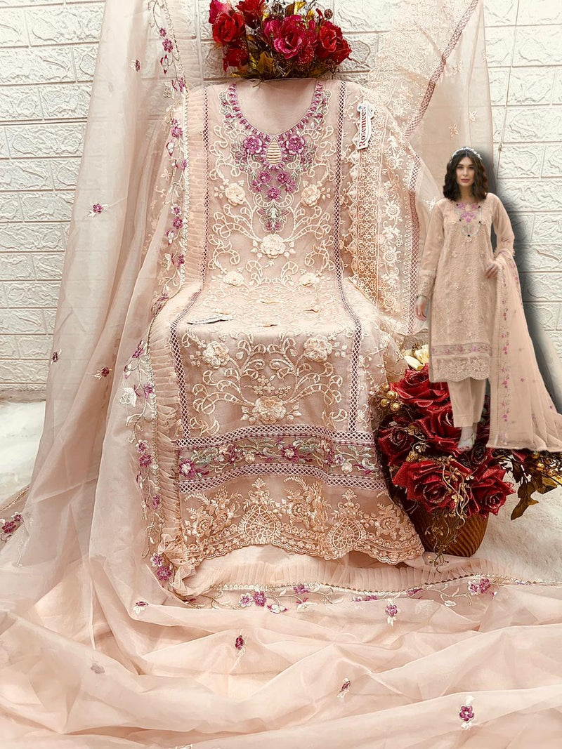 FEPIC ROSEMEEN DNO C 1759 C ORGANZA EMBROIDERED WITH HEAVY HANDWORK PAKISTANI SUIT SINGLE