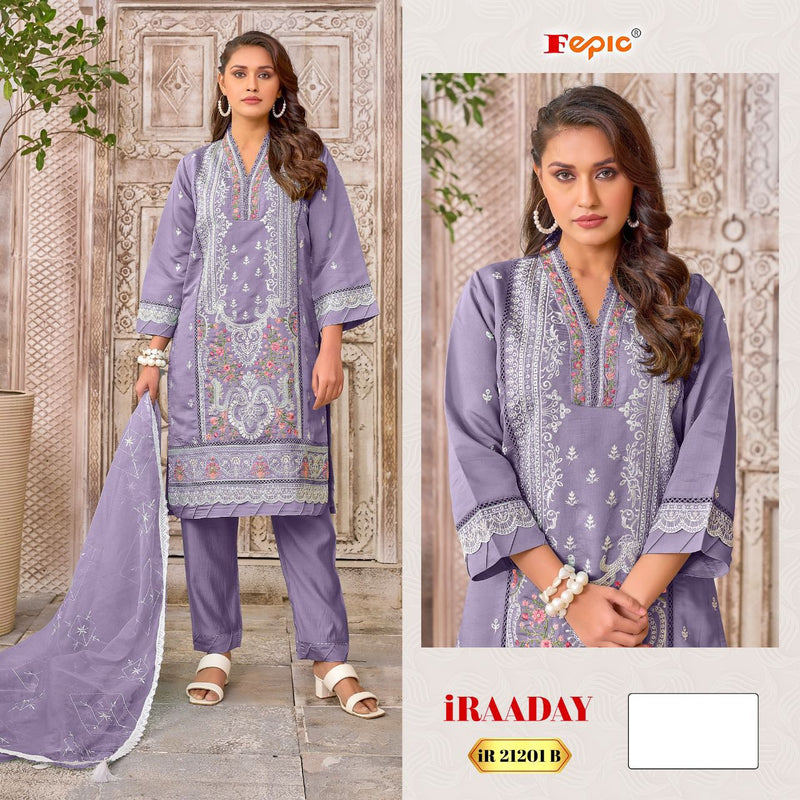 FEPIC IRAADAY DNO 21201  B ORGANZA EMBROIDERED WITH HEAVY HANDWORK PAKISTANI SUIT SINGLE