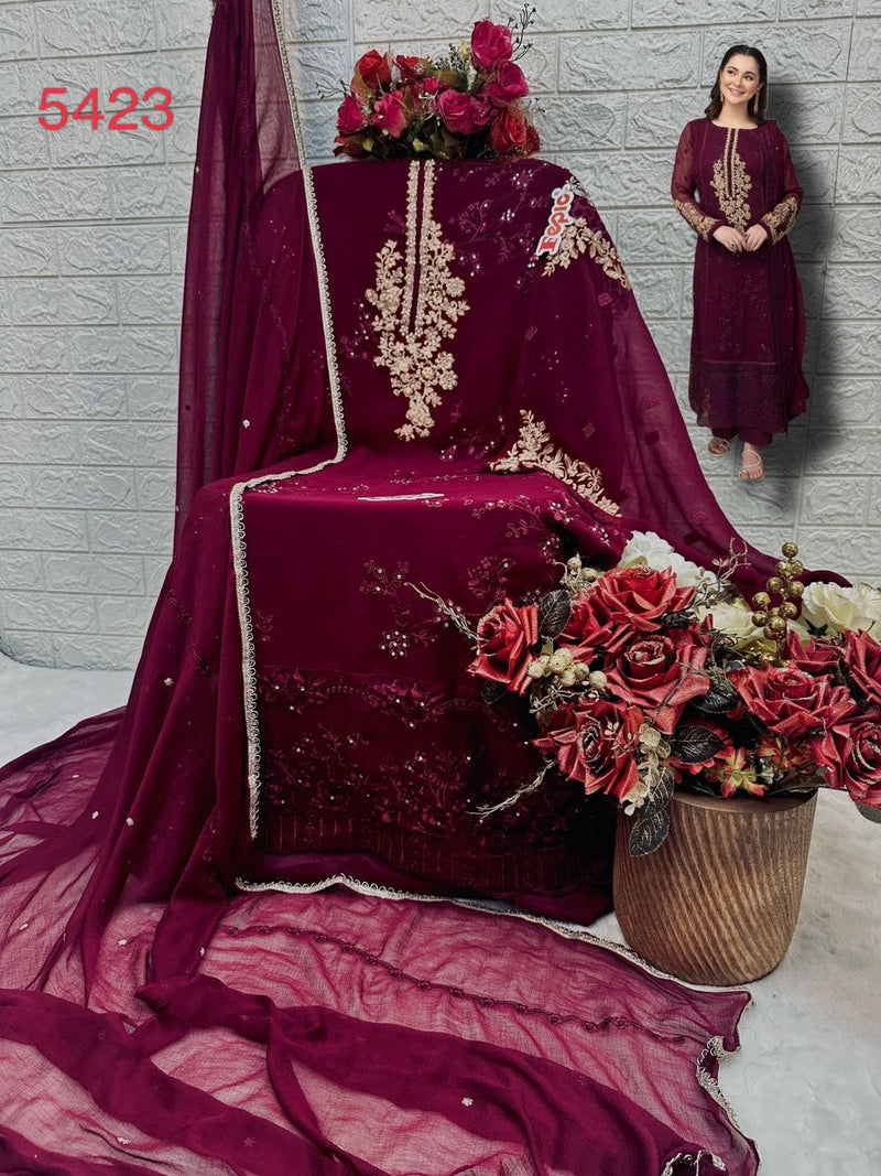 FEPIC ROSEMEEN DNO D 5423 GEORGETTE EMBROIDERED WITH HEAVY HANDWORK PAKISTANI SUIT SINGLE