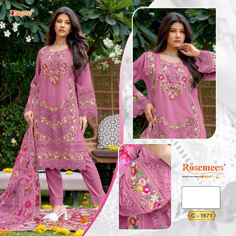 FEPIC ROSEMEEN DNO C 1671 B GEORGETTE EMBROIDERED WITH HEAVY HANDWORK PAKISTANI SUIT SINGLE