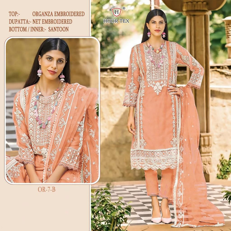 HOOR TEX-OR-7-B ORGANZA EMBROIDERY SEQUENCE WORK PARTY WEAR PAKISTANI SUIT SINGLES