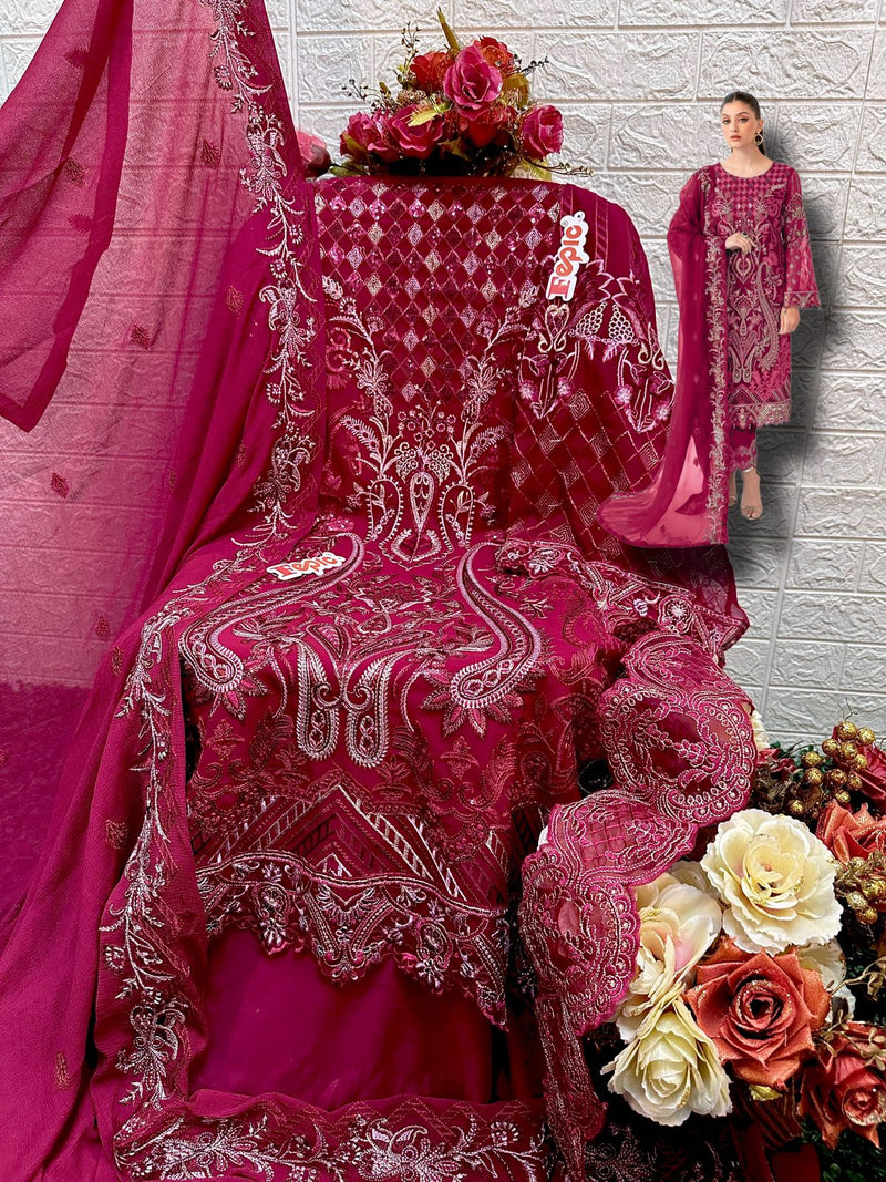 FEPIC ROSEMEEN C-1303-B GEORGETTE EMBROIDERED PARTY WEAR PAKISTANI SUIT SINGLES