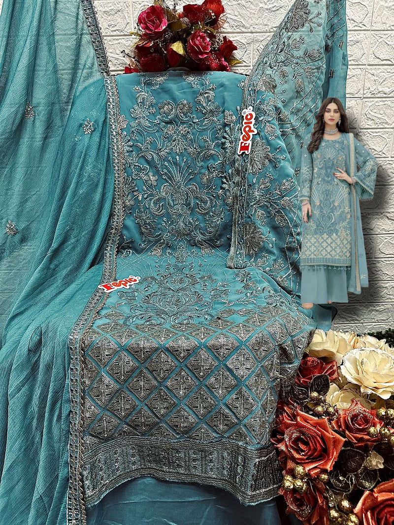 FEPIC ROSEMEEN D 5245 D GEORGETTE EMBROIDERED PARTY WEAR PAKISTANI SUIT SINGLES