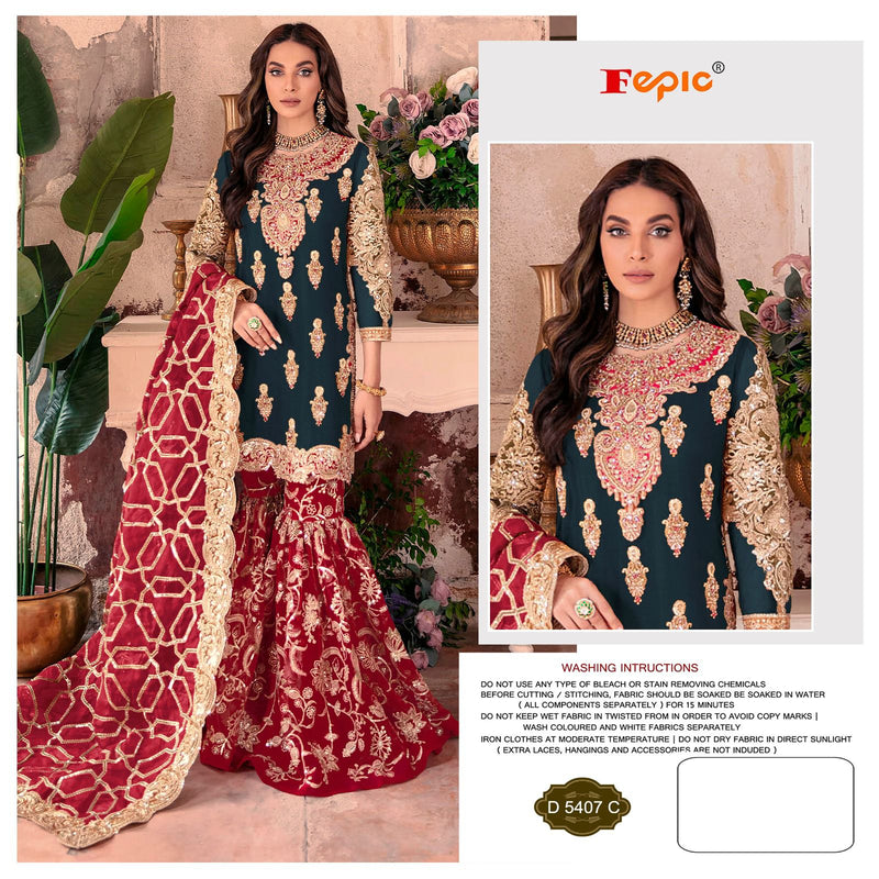 FEPIC ROSEMEEN D 5407 C GEORGETTE EMBROIDERED PARTY WEAR PAKISTANI SUIT SINGLES