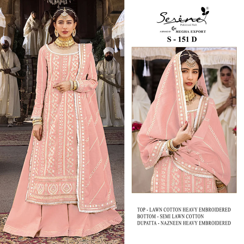 SERINE S-151 D LAWN COTTON HEAVY EMBROIDERED STYLISH DESIGNER PARTY WEAR PAKISTANI SUIT SINGLES