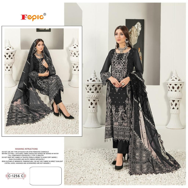 FEPIC ROSEMEEN C 1256 C GEORGETTE EMBROIDERED EMBLISHMENT PARTY WEAR PAKISTANI SUIT SINGLES