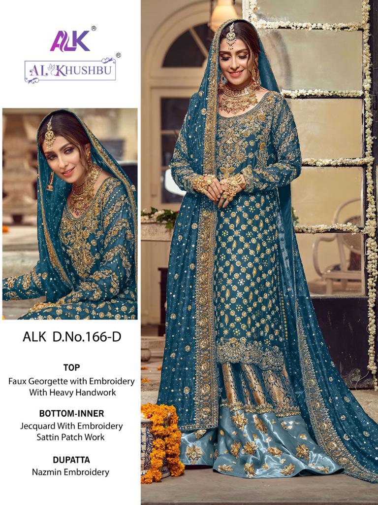 AL_KHUSHBU 166-D GEORGETTE EMBROIDERED WITH HEAVY HANDWORK STYLISH DESIGNER PARTY WEAR PAKISTANI SUIT SINGLES