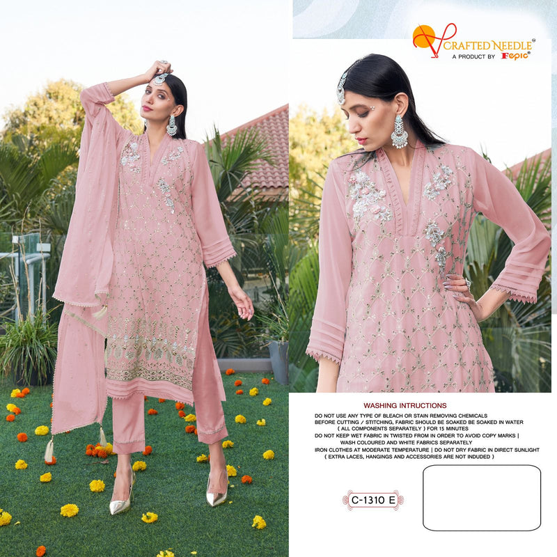 FEPIC ROSEMEEN C 1310 E GEORGETTE EMBROIDERED HEAVY KHATLI WORK STYLISH DESIGNER PARTY WEAR PAKISTANI SUIT SPEICAL EID COLLETIONS SINGLES