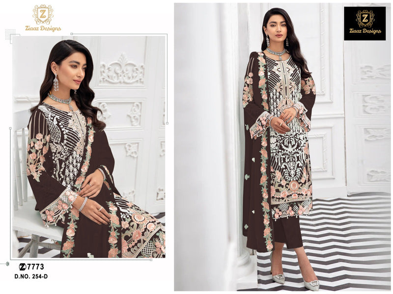 ZIAAZ 254 D GEORGETTE Embroidered STYLISH DESIGNER PARTY WEAR PAKISTANI SUIT SINGLES