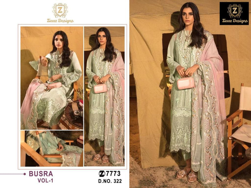 ZIAAZ 322 COTTON SELF EMBROIDERED VERY BEAUTIFUL MOTHI WORK SEMISTICHED OUTFIT DESIGNER PAKISTANI SUIT