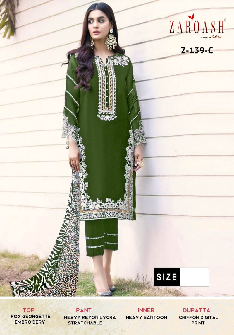 ZARQASH Z 139 C GEORGETTE HEAVY FABRIC DESIGNER PAKISTANI PRET KURTI SINGLES