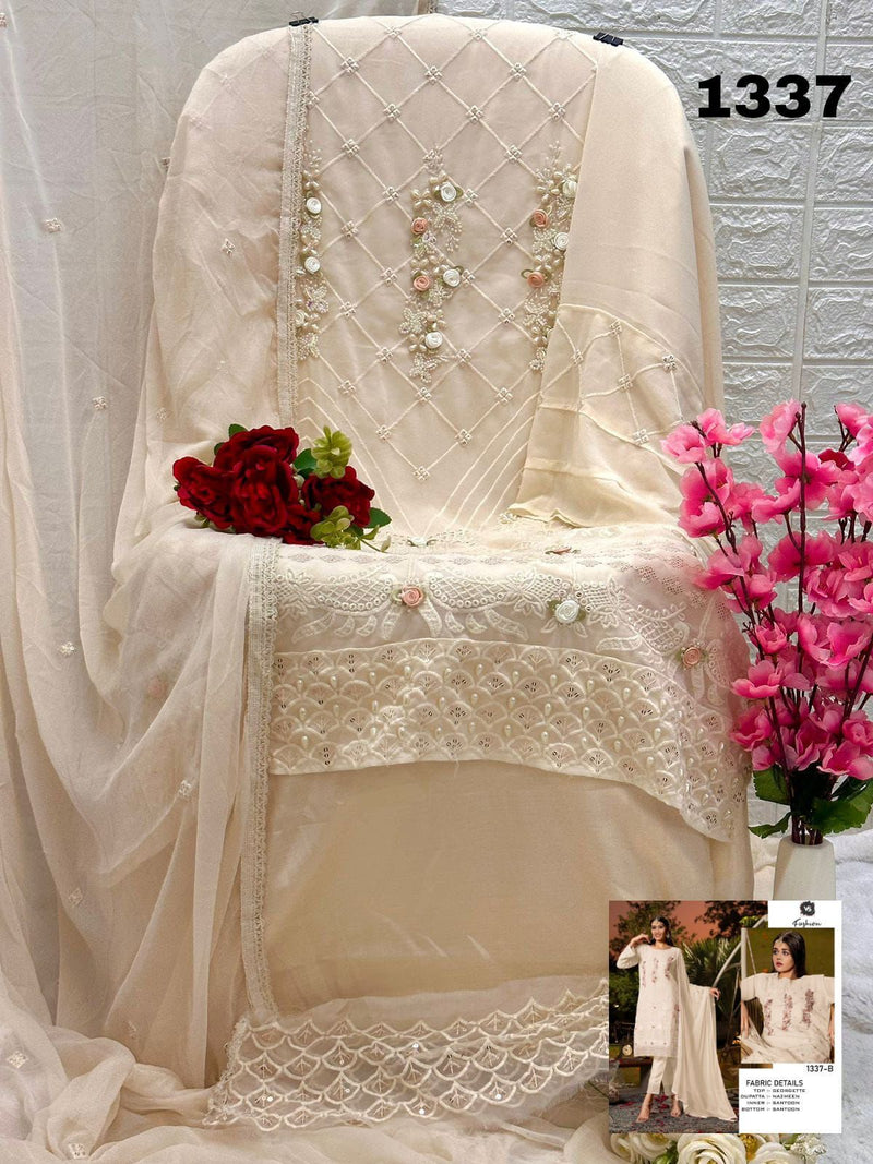 VS FASHION 1337 B GEORGETTE EMBROIDERED  DESIGNER STYLISH PAKISTANI SUIT SINGLES