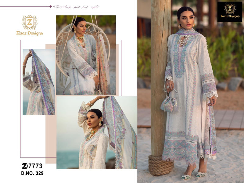 ZIAAZ 329 COTTON EMBROIDERED DESIGNER VERY BEAUTIFUL STICHED OUTFIT STYLISH PAKISTANI SUIT