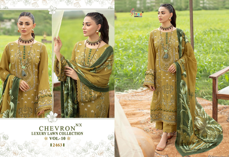 SHREE FAB 2463 PURE COTTON PRINT WITH EXCLUSIVE SELF EMBRODERY WITH PATCH WORK PAKISTANI SUIT SINGLES