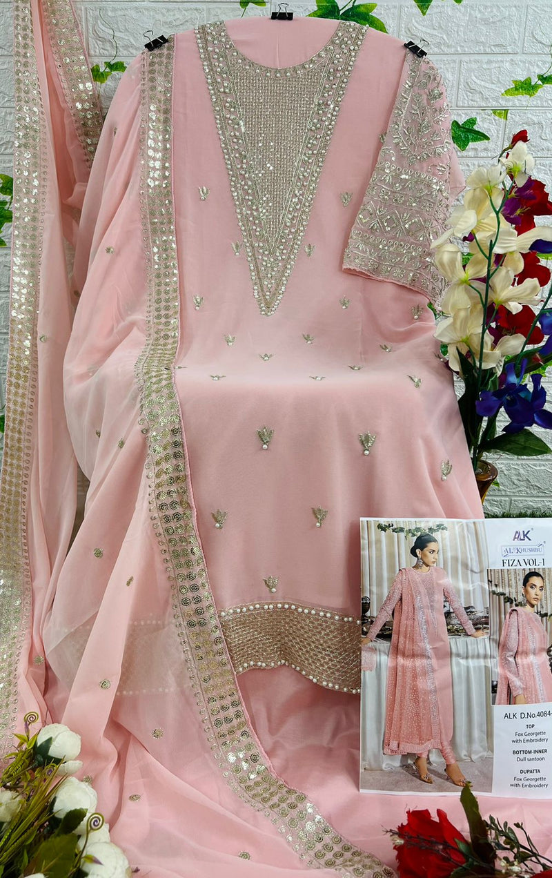 AL KHUSHBU 4084 C GEORGETTE WITH HEAVY EMBROIDERED DUPATTA CLASSY WORK PAKISTANI SUIT SINGLES