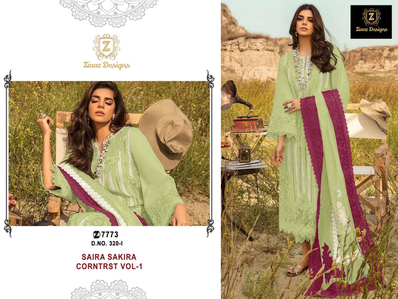 ZIAAZ Z 320 I CAMBRIC COTTON EMBROIDERED DESIGNER STYLISH PAKISTANI SUIT SINGLES