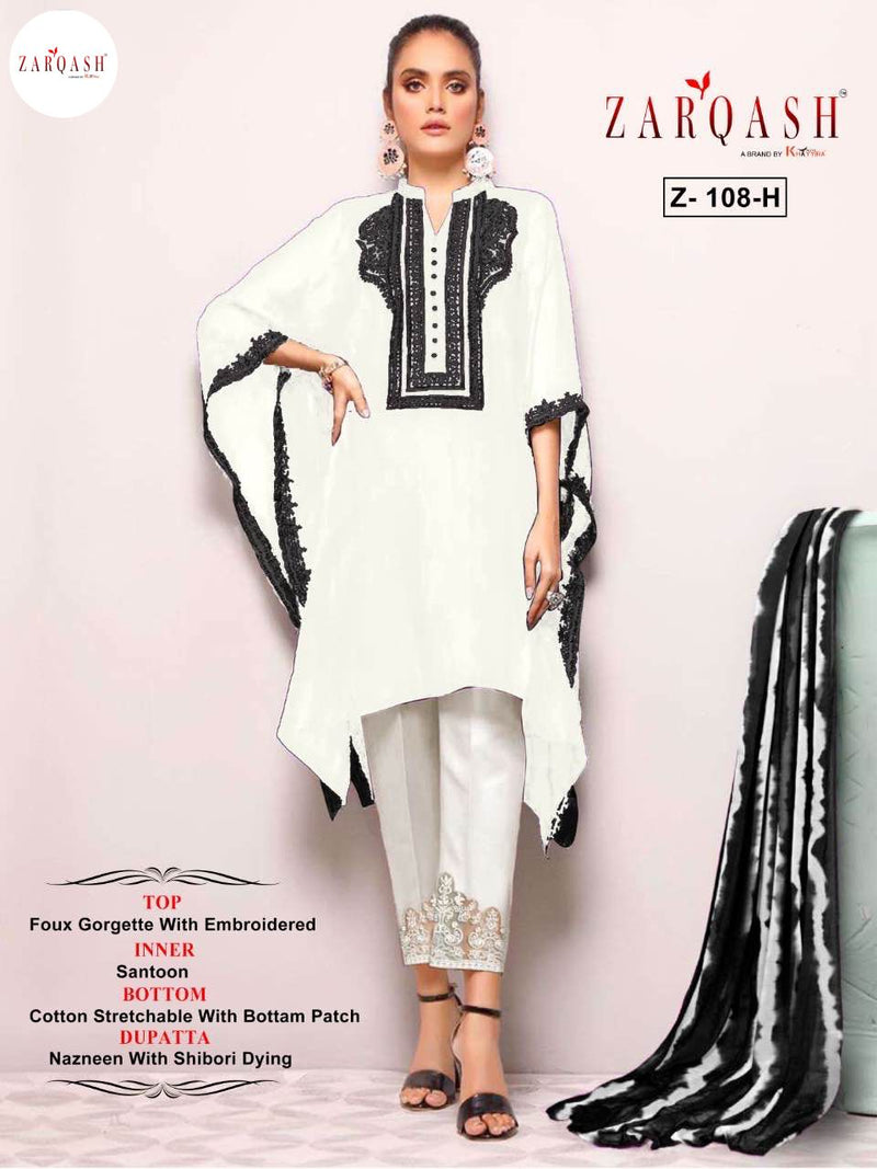 ZARQASH Z 108 H COTTON FABRIC WITH HEAVY EMBROIDERED WORK DESIGNER PAKUSTANI SUIT
