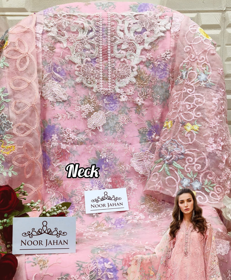 NOOR JAHAN NJ 14 ORGANZA FABRIC WITH HEAVY EMBROIDERED DESIGNER PAKISTANI SUIT SINGLES