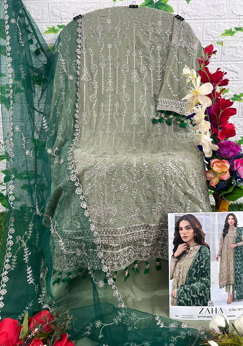 ZAHA Z 10116 A  GEORGETTE WITH HEAVY EMBROIDERED DESIGNER PARTY WEAR PAKISTANI SUIT SINGLES