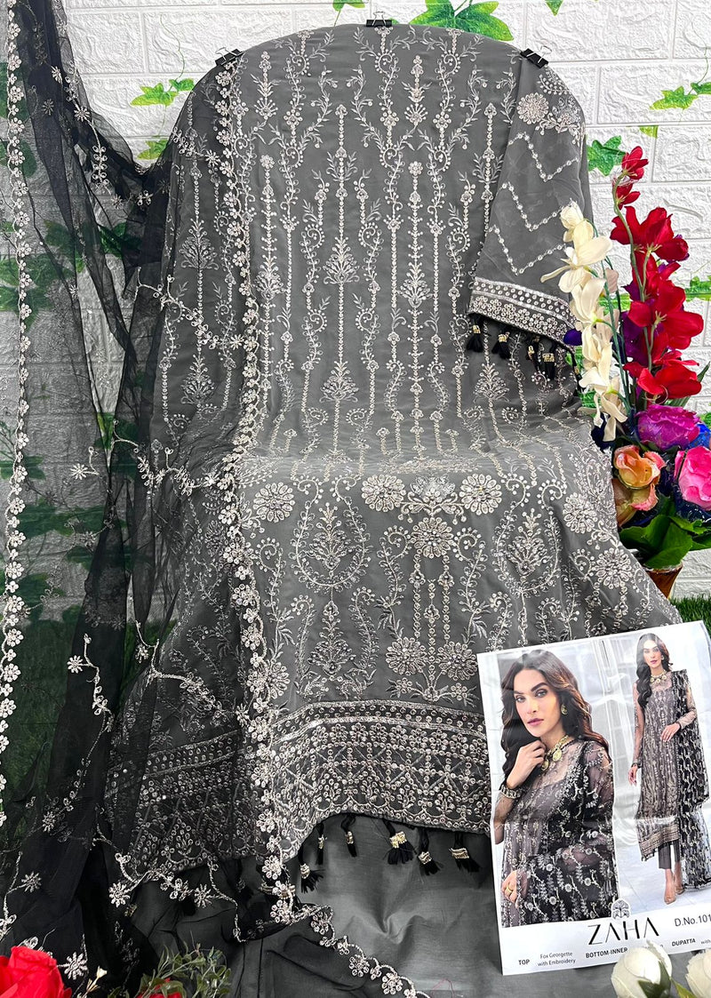 ZAHA Z 10116 C  GEORGETTE WITH HEAVY EMBROIDERED DESIGNER PARTY WEAR PAKISTANI SUIT SINGLES