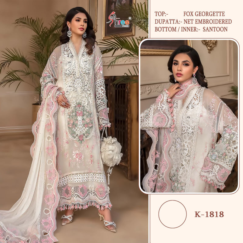 SHREE FABS K 18 18 GEORGETTE EMBROIDERED DESIGNER STYLISH PARTY WEAR PAKISTANI SUIT SINGLES