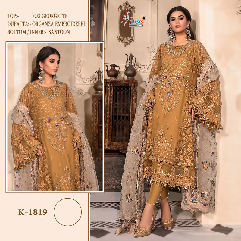 SHREE FABS K 1819 GEORGETTE EMBROIDERED DESIGNER STYLISH PARTY WEAR PAKISTANI SUIT SINGLES