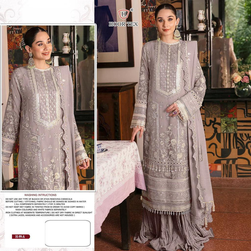 HOOR TEX H 99 A FOX GEORGETTE WITH EMBROIDERED DESIGNER STYLISH PAKISTANI SUIT SINGLES