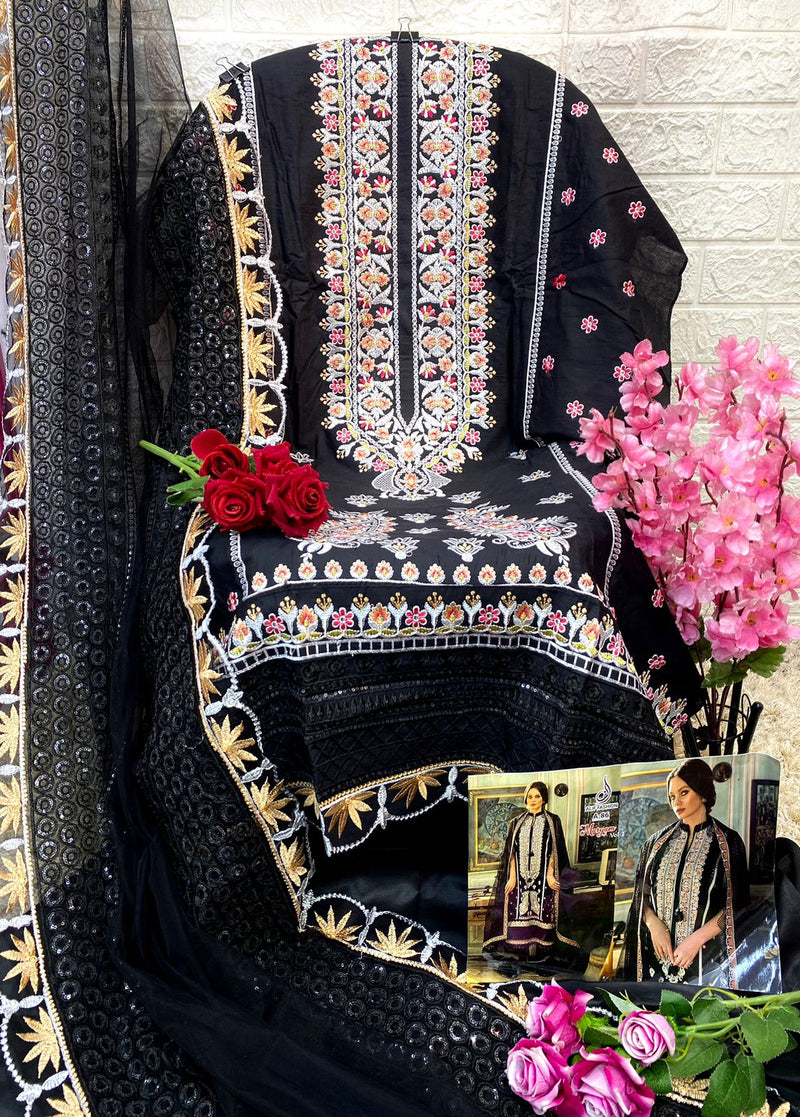 AL FASHION ALF 86 PURE CAMBRIC COTTON  WITH HEAVY EMBROIDERY WORK PAKISTANI SUIT SINGLES