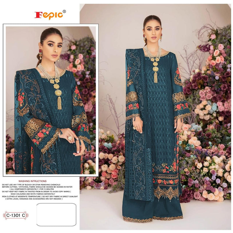 FEPIC 1301 C GEORGETTE EMBROIDERED DESIGNER PARTY WEAR PAKISTANI SUIT SINGLES