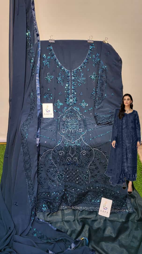 SAFA FASHION SF 461 A GEORGETTE EMBROIDERED DESIGNER STYLISH PARTY WEAR PAKISTANI SUIT SINGLES