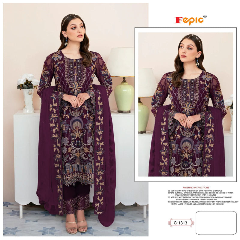 FEPIC 1313 GEORGETTE  EMBROIDERED DESIGNER STYLISH PARTY WEAR PAKISTANI SUIT SINGLES