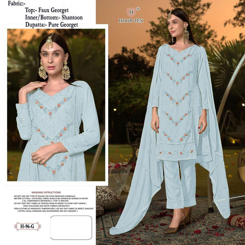 HOOR TEX H 96 G FOX GEORGETTE HEAVY EMBROIDERED DESIGNER STYLISH PAKISTANI SUIT SINGLES