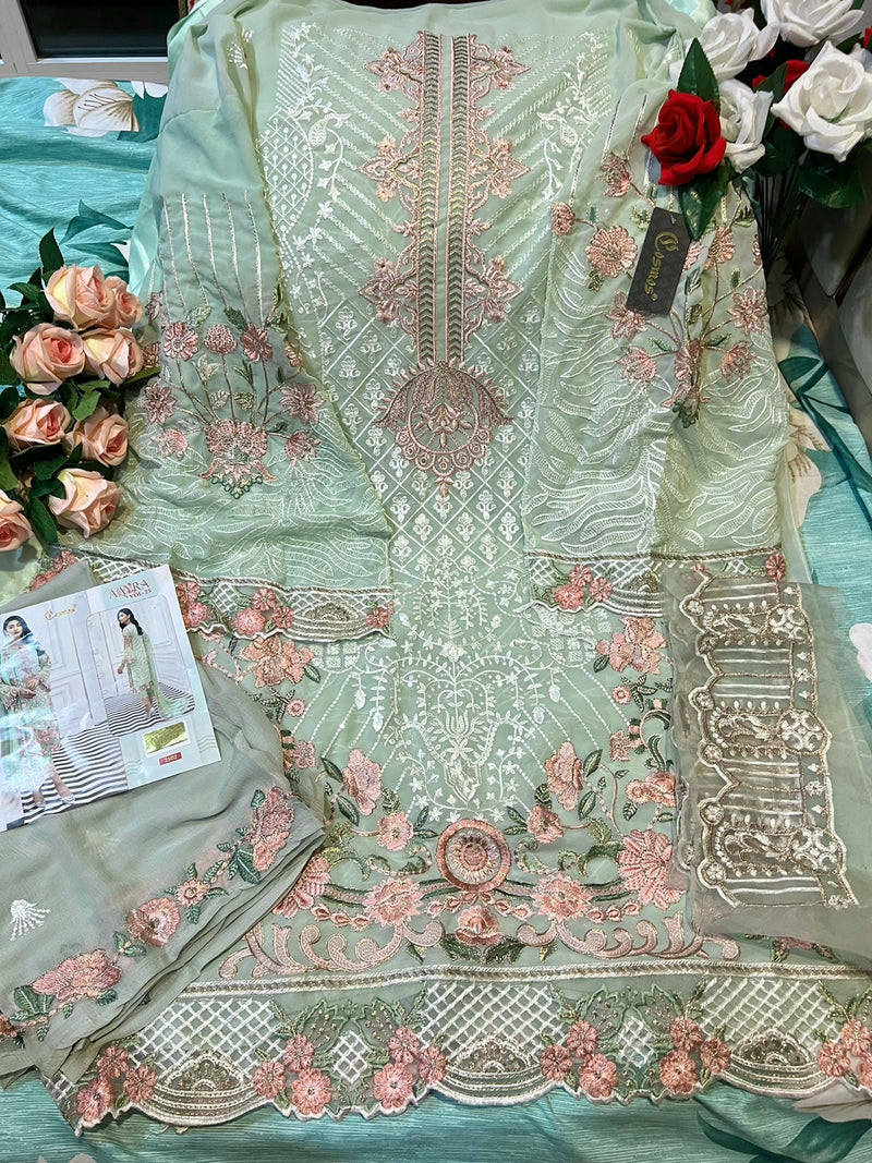 COSMOS 2502 FOX GEORGETTE  EMBROIDERY FRONT- &-BACK WORK DESIGNER PAKISTANI SUIT SINGLES