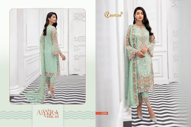 COSMOS 2502 FOX GEORGETTE  EMBROIDERY FRONT- &-BACK WORK DESIGNER PAKISTANI SUIT SINGLES