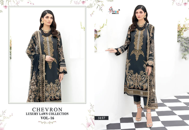SHREE FABS 3157 COTTON TOP PURE LAWN WITH HEAVY SELF EMBROIDERY WITH PATCH WORK DESIGNER STYLISH PAKISTANI SUIT SINGLES