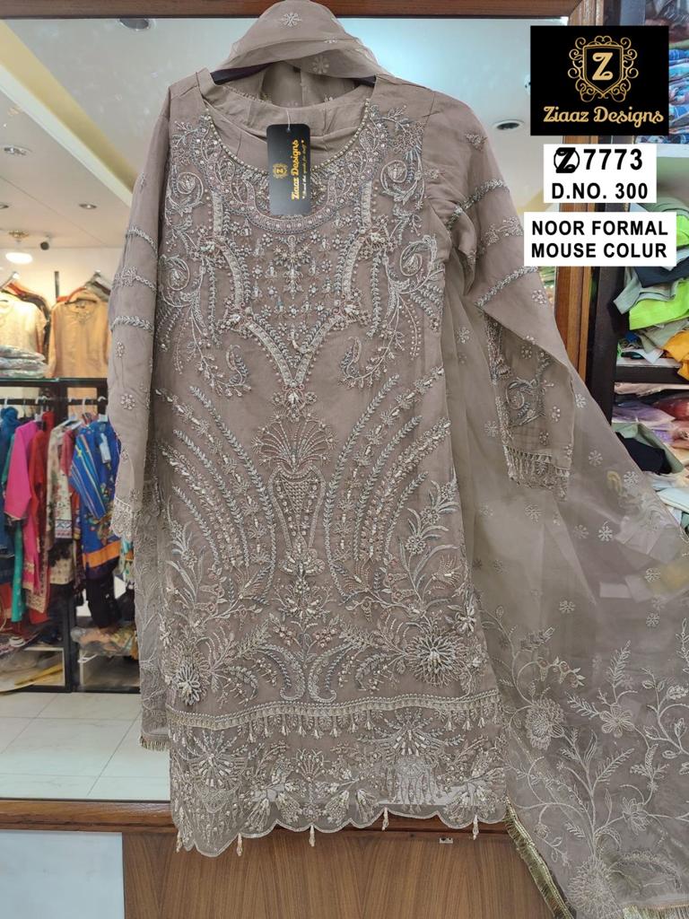 ZIAAZ DESIGNS Z 300 HEAVY EMBROIDERED DESIGNER STYLISH WITH HAND WORK PAKISTANI SUIT SINGLES