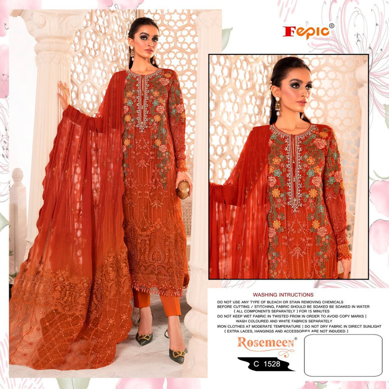 FEPIC 1528 GEORGETTE EMBROIDERED WITH HEAVY HANDWORK DESIGNER STYLISH PAKISTANI SUIT SINGLES