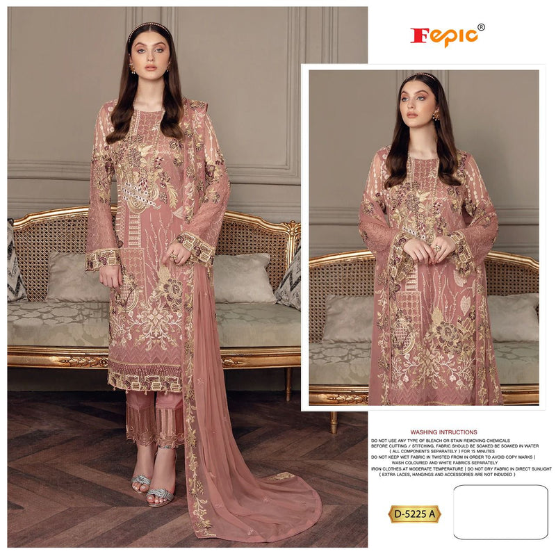 FEPIC 5225 A GEORGETTE HEAVY EMBROIDERED DESIGNER STYLISH PARTY WEAR PAKISTANI SUIT SINGLES