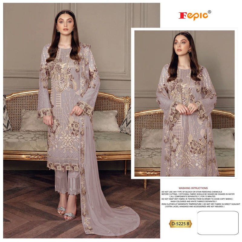 FEPIC 5225 B GEORGETTE HEAVY EMBROIDERED DESIGNER STYLISH PARTY WEAR PAKISTANI SUIT SINGLES