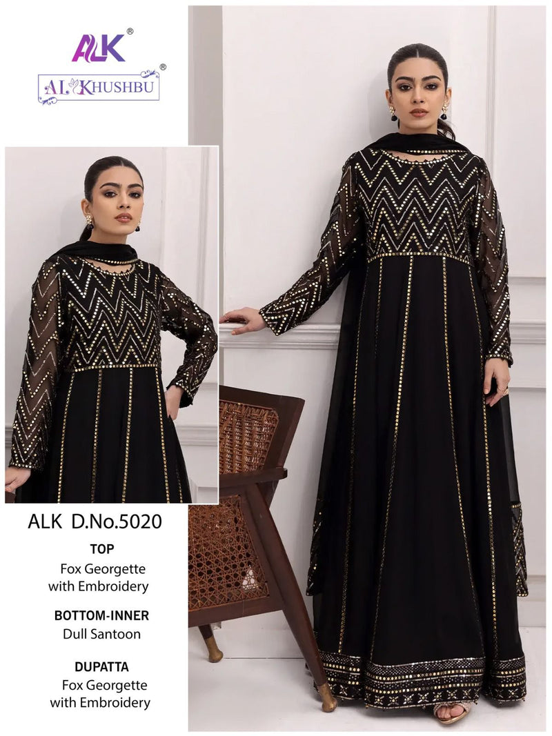 AL KHUSHBU AL 5020 GEORGETTE WITH HEAVY EMBROIDERED DESIGNER STYLISH PARTY WEAR PAKISTANI SUIT SINGLES