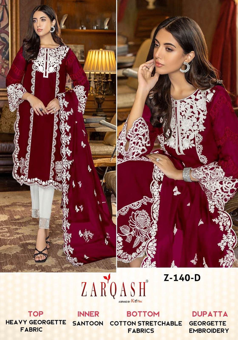ZARQASH Z 140 D GEORGETTE HEAVY EMBROIDERED DESIGNER STYLISH WITH HAND WORK PAKISTANI SUIT SINGLES