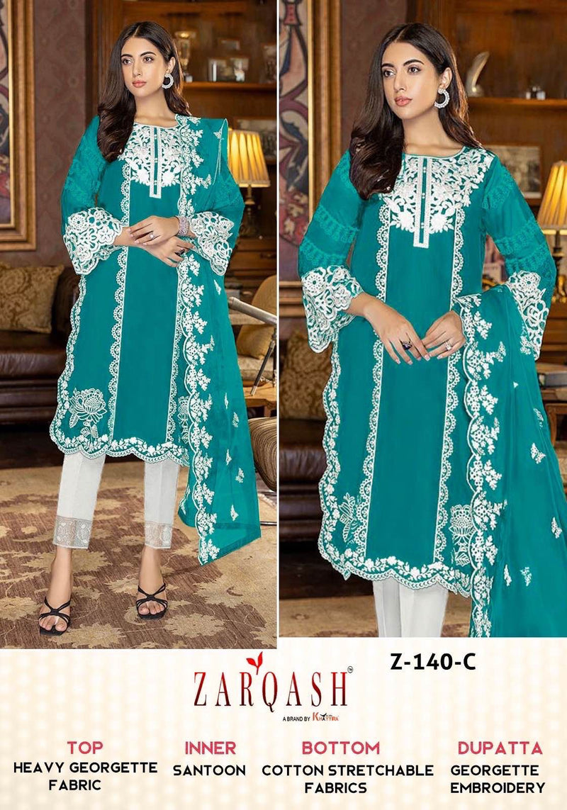 ZARQASH Z 140 C GEORGETTE HEAVY EMBROIDERED DESIGNER STYLISH WITH HAND WORK PAKISTANI SUIT SINGLES